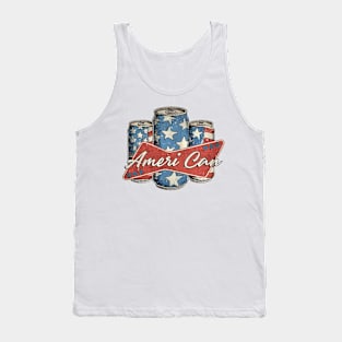 Retro Ameri Can Funny 4th of July Beer Patriotic USA flag Tank Top